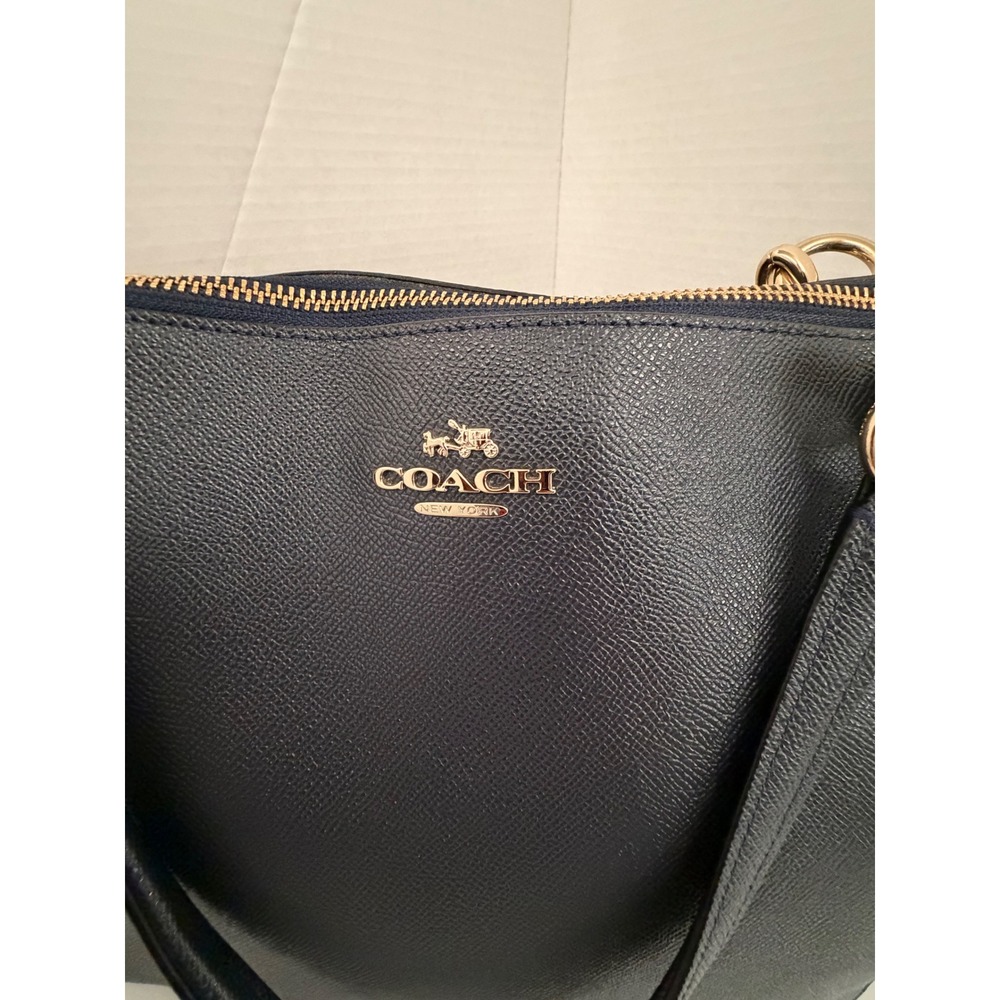 Coach Ava Chain Tote Midnight Navy Crossgrain Leather Shoulder Bag F57526 - Picture 2 of 16